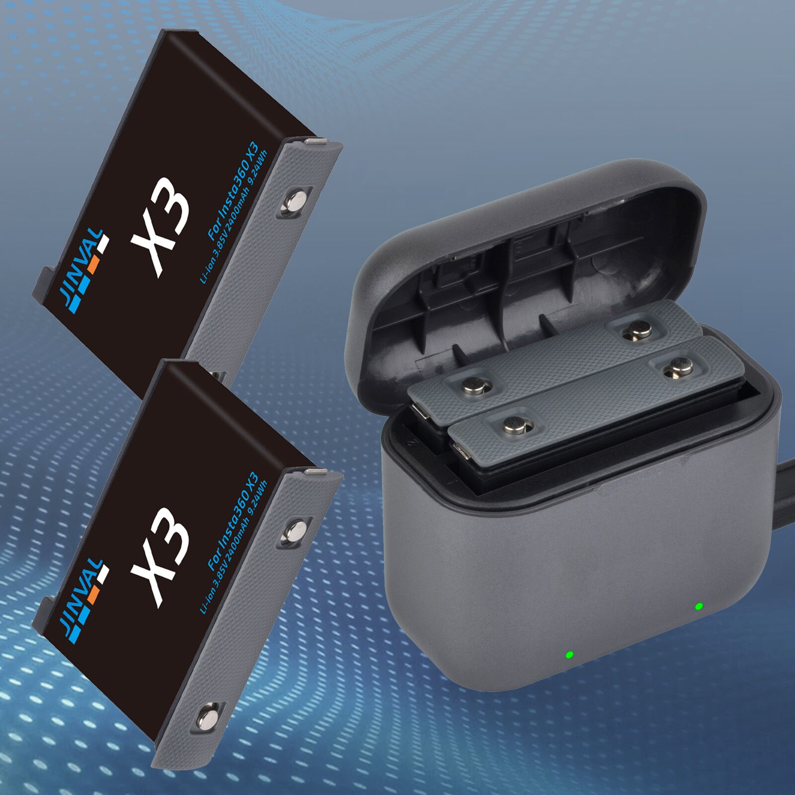 Action Camera Battery Charger Dual Pack - بطاريات بديلة لـ 360 X3، حزمة
