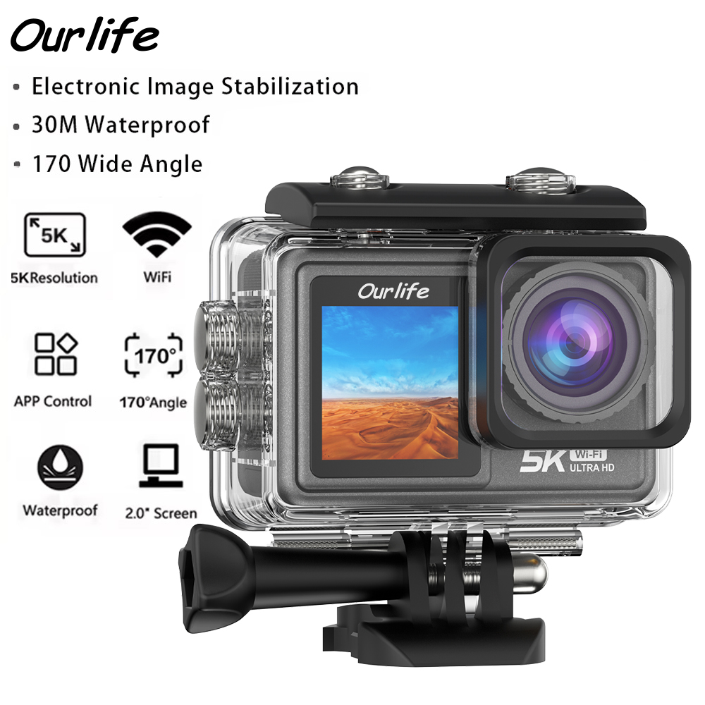 Action Camera 4K 60Fps Dual Screen - كاميرا Ourlife MT81 5K Action بدقة