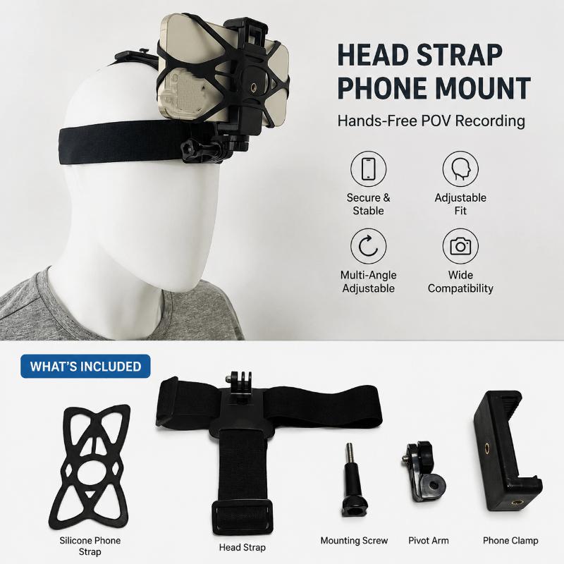Action Camera Chest Strap Harness Mount - 1/4/5 قطع، طقم حامل تثبيت للهاتف
