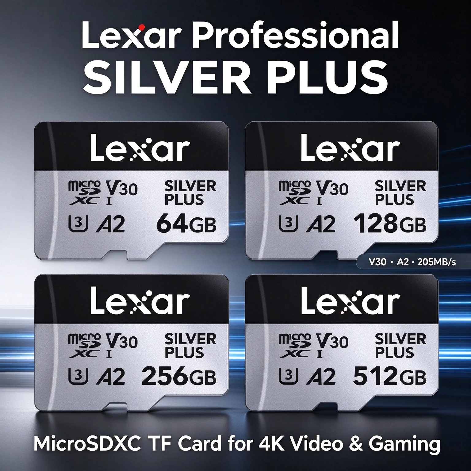 Action Camera Micro Sd Card 128Gb V30 - بطاقة ذاكرة Lexar SILVER PLUS MicroSDXC