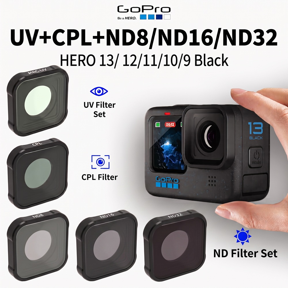 Action Camera Nd Filter Set 4K - مجموعة فلاتر JSR CPL ND (ND8،