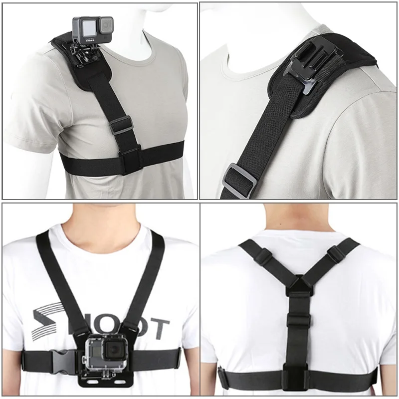 Action Camera Chest Strap Harness Mount - حزام صدر قابل للتعديل مع خطاف
