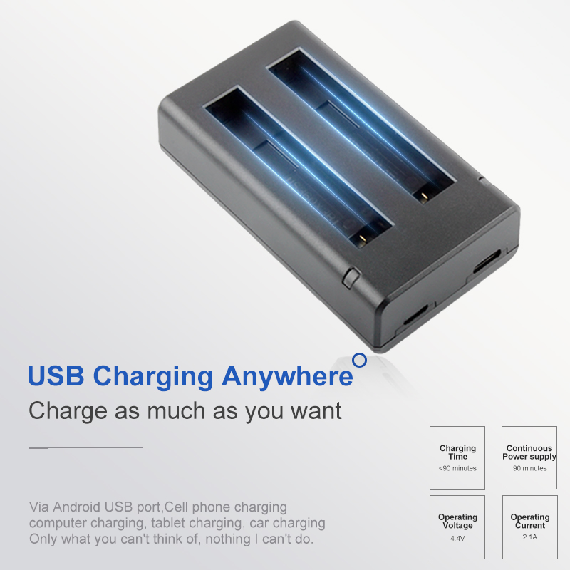 Action Camera Battery Charger Dual Pack - حزمة بطارية IS360X3B لبطارية Insta360 ONE