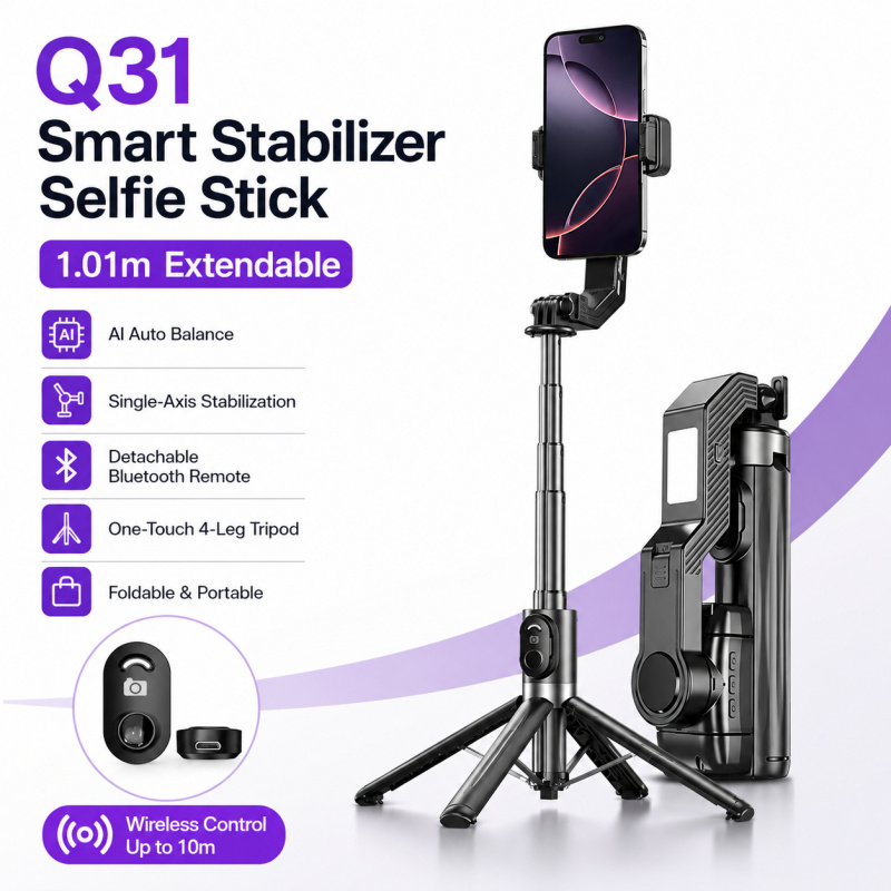 Action Camera Selfie Stick Invisible - مثبت هاتف أحادي المحور، عصا سيلفي