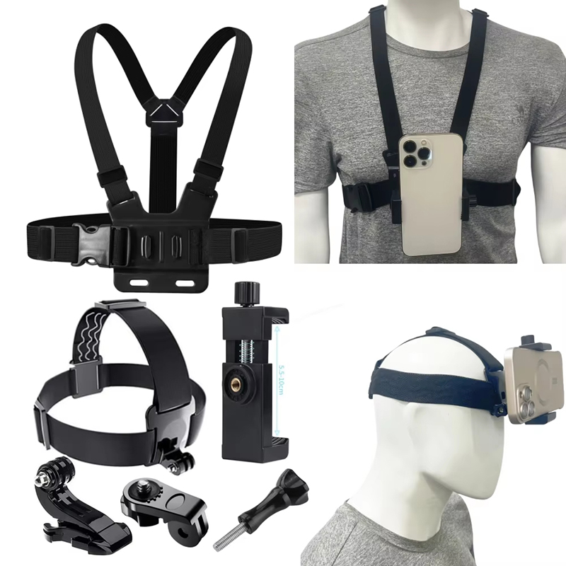 Action Camera Chest Strap Harness Mount - ل GoPro بطل ركوب حزام الرأس