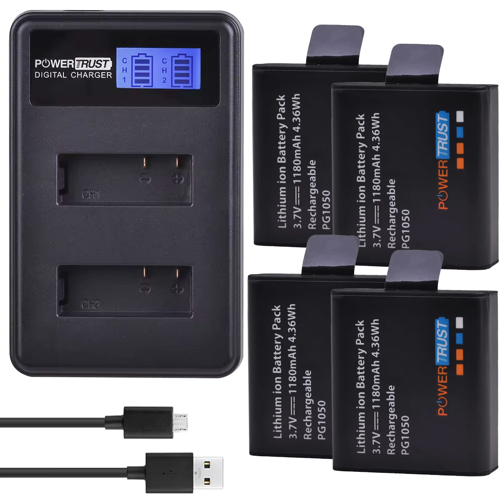 Action Camera Battery Charger Dual Pack - بطارية PG1050 SJ4000 PG900 بسعة 1180