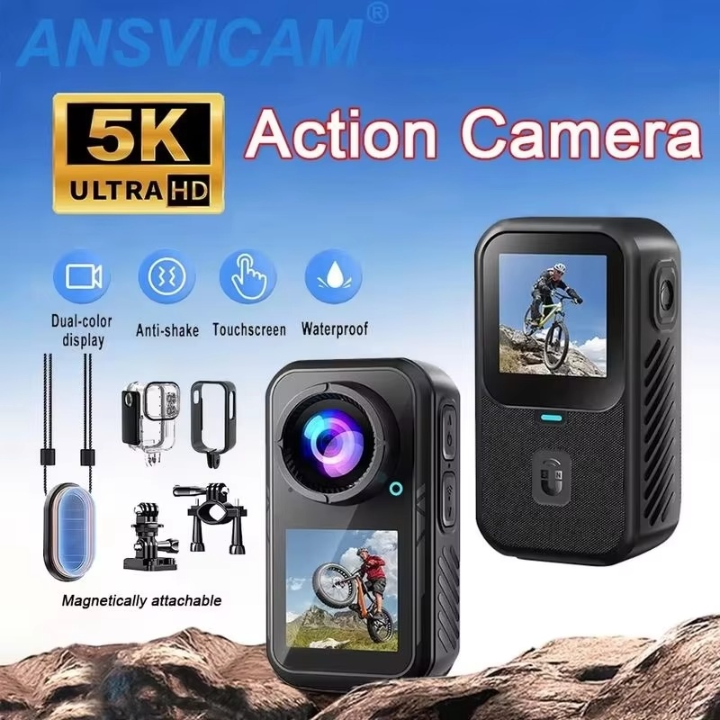 Action Camera 4K 60Fps Dual Screen - كاميرا أكشن صغيرة بدقة 5K، 4K60FPS،