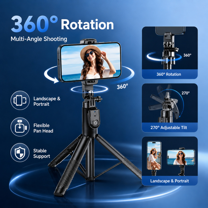 عصا سيلفي بلوتوث بطول 2 متر مع - مراجعة Action Camera Selfie Stick Invisible وسعره
