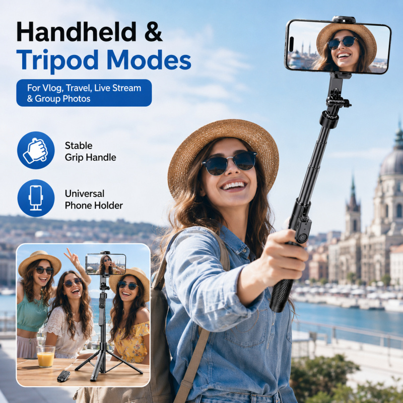 عصا سيلفي بلوتوث بطول 2 متر مع - مراجعة Action Camera Selfie Stick Invisible وسعره