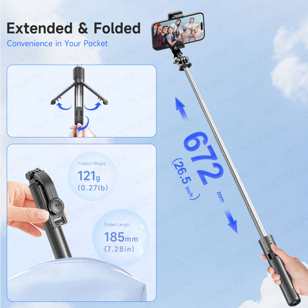 حامل ثلاثي القوائم لعصا السيلف - مراجعة Action Camera Selfie Stick Invisible وسعره