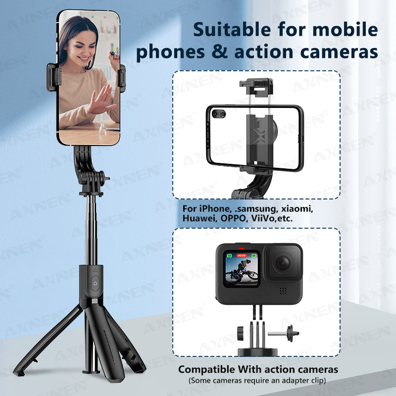 عصا سيلفي للهاتف AXNEN L21 مع  - مراجعة Action Camera Selfie Stick Invisible وسعره