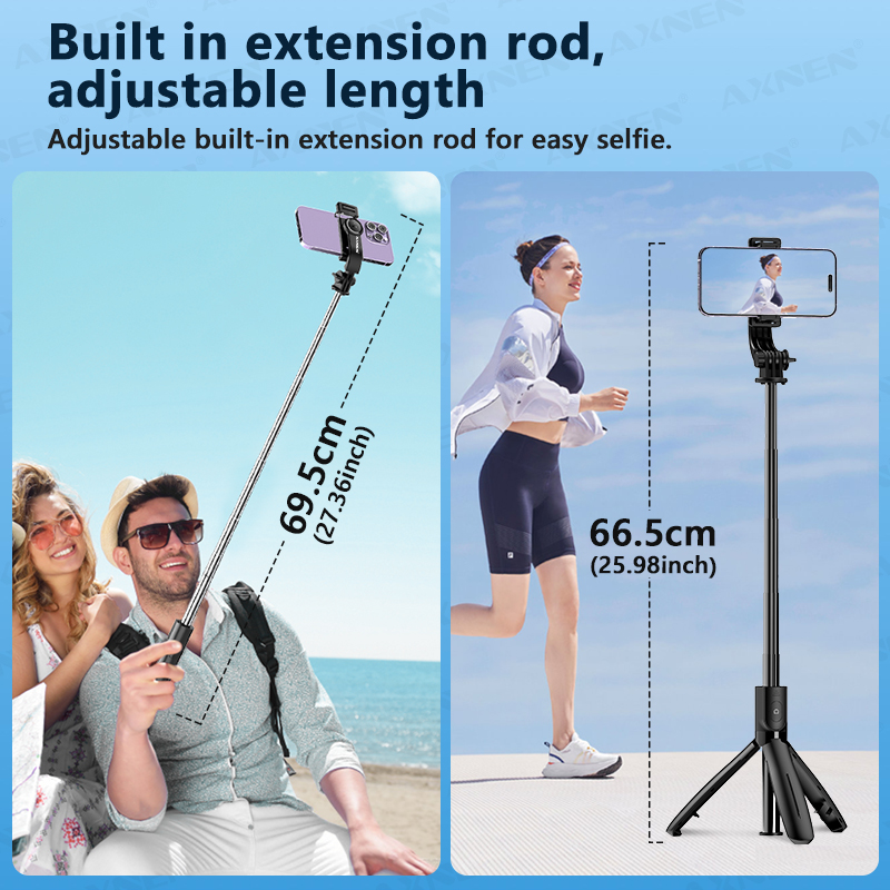 عصا سيلفي للهاتف AXNEN L21 مع  - مراجعة Action Camera Selfie Stick Invisible وسعره