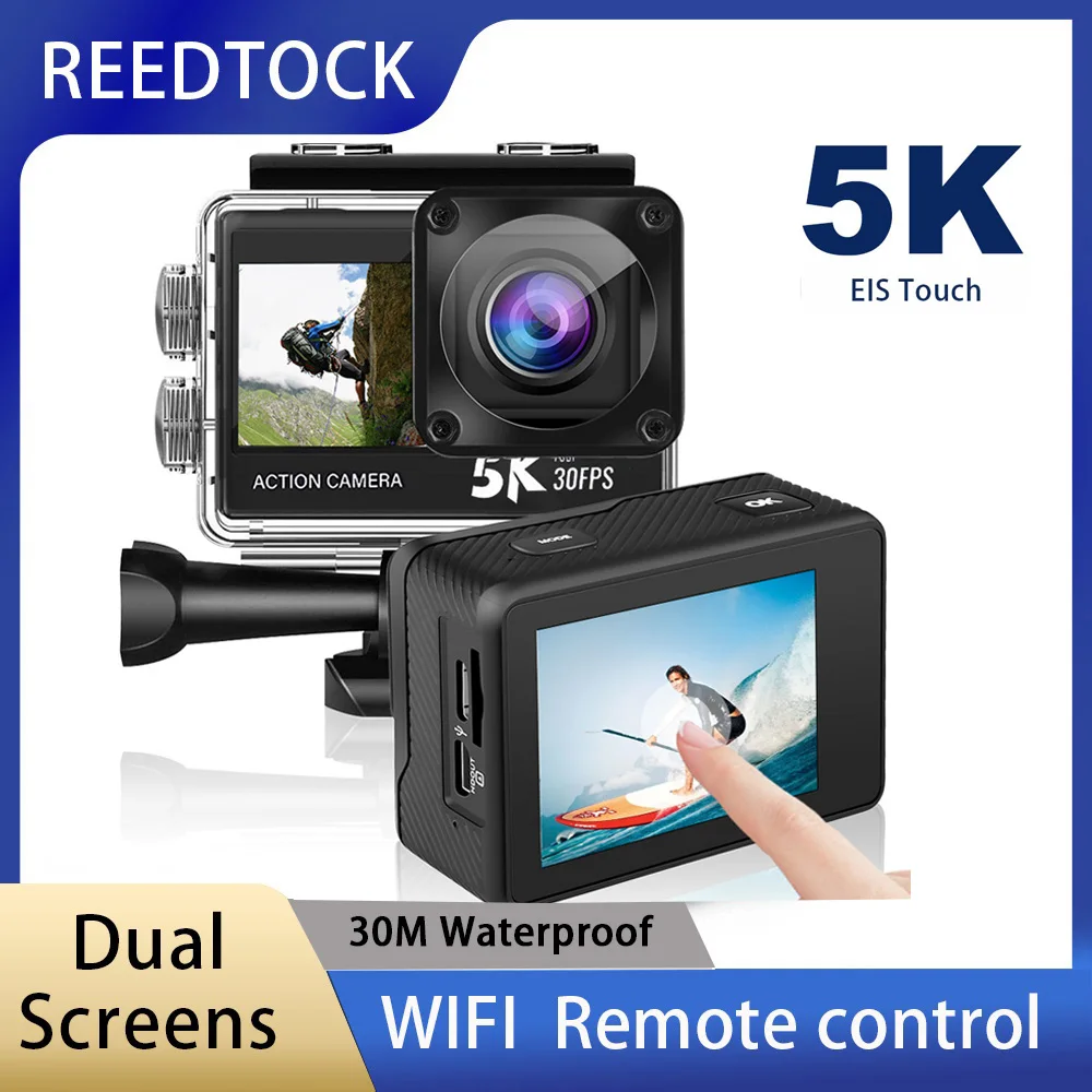 كاميرا الحركة 5K 4K60fps شاشات - مراجعة Action Camera 4K 60Fps Dual Screen وسعره