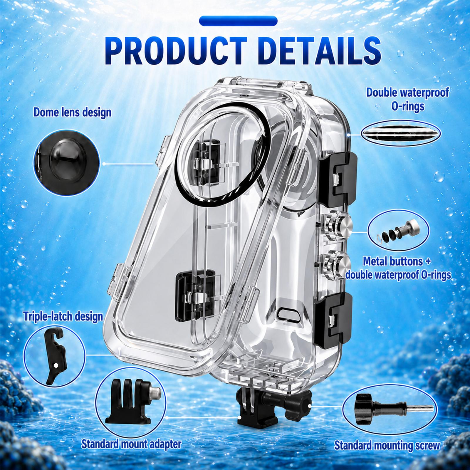 PULUZ حافظة غوص تحت الماء بعمق - مراجعة Action Camera Diving Case Underwater 60M وسعره