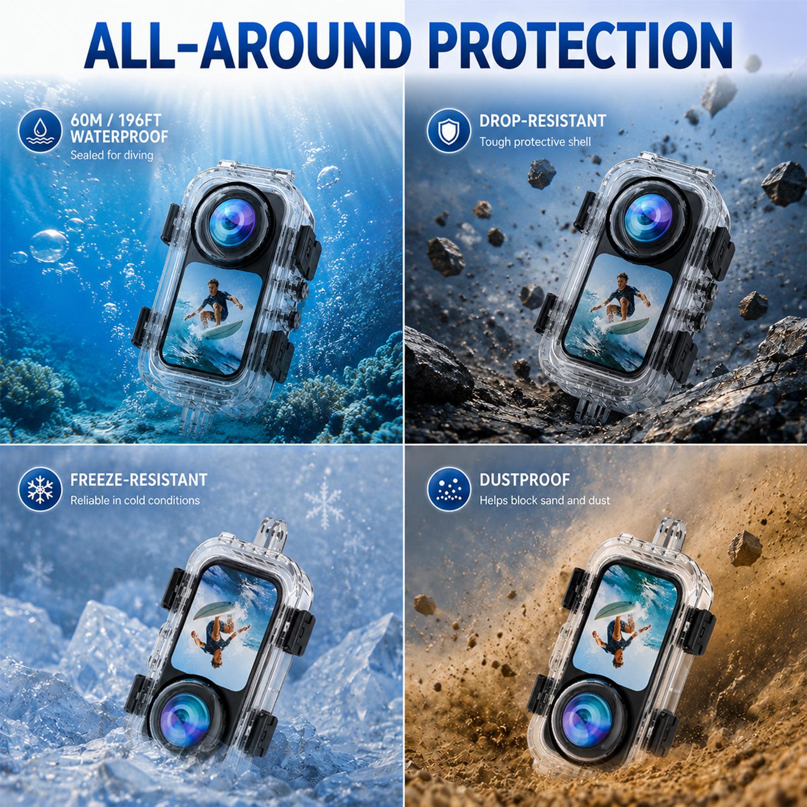 PULUZ حافظة غوص تحت الماء بعمق - مراجعة Action Camera Diving Case Underwater 60M وسعره