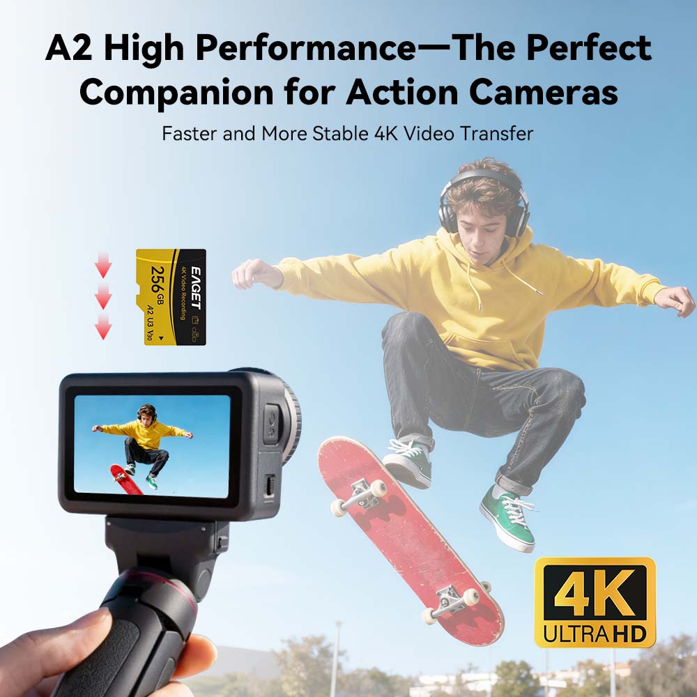 بطاقة ذاكرة EAGET TF Micro SD  - مراجعة Action Camera Micro Sd Card 128Gb V30 وسعره