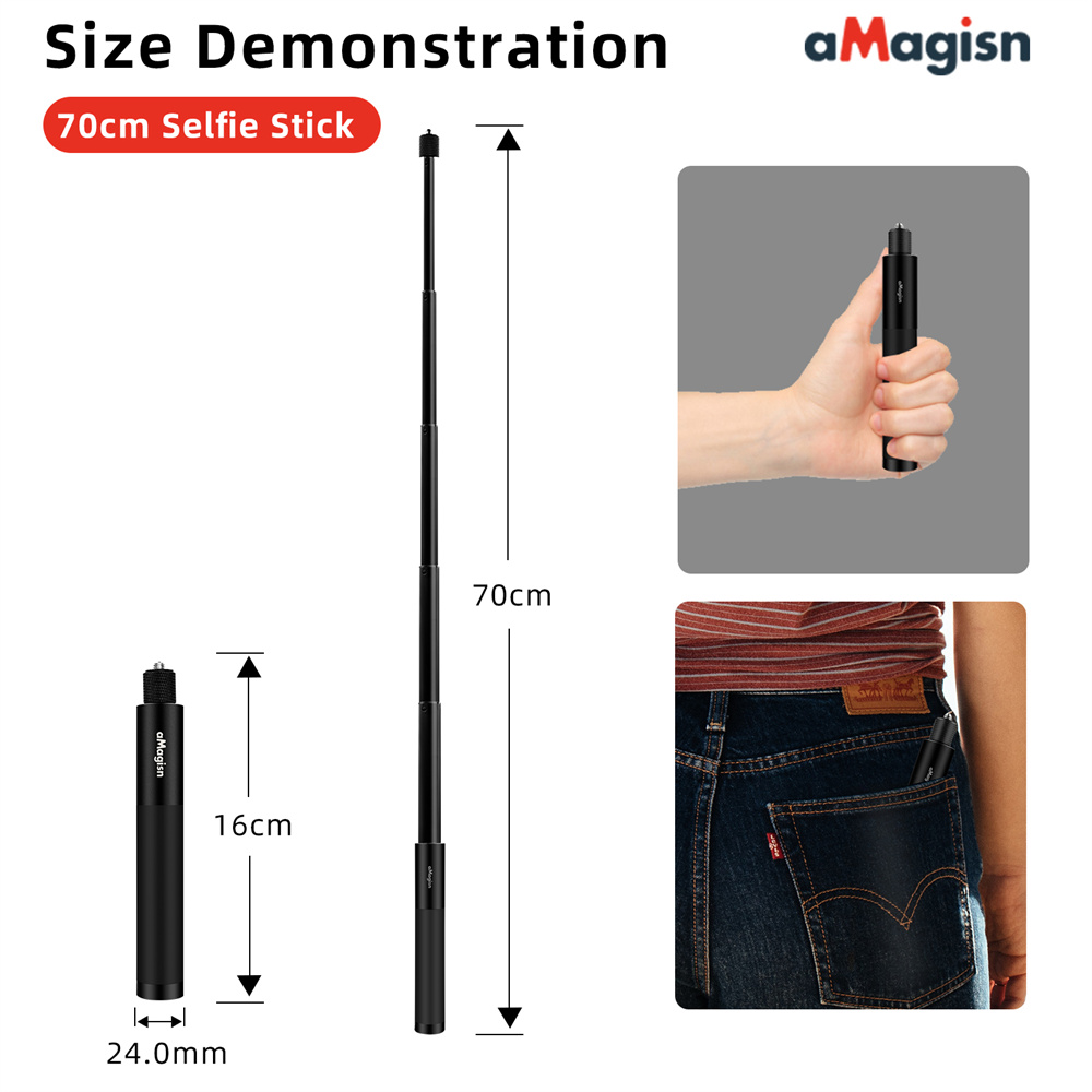 Amagis 16-70 سنتيمتر غير مرئية - مراجعة Action Camera Selfie Stick Invisible وسعره