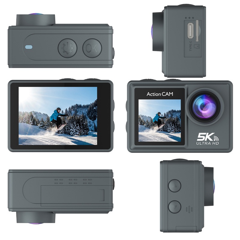 كاميرا أكشن بدقة 5K/30 إطارًا  - مراجعة Action Camera 4K 60Fps Dual Screen وسعره