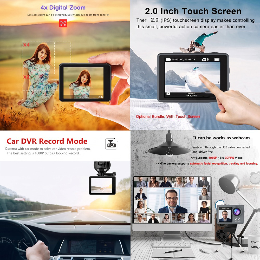 كاميرا أكشن فائقة الدقة 5K 4K  - مراجعة Action Camera 4K 60Fps Dual Screen وسعره