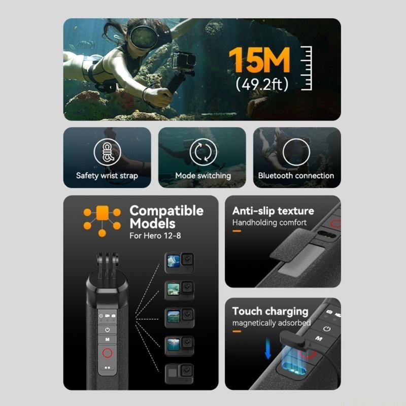 E56B قبضة اليد العائمة جبل متو - مراجعة Action Camera Floating Handle Grip وسعره