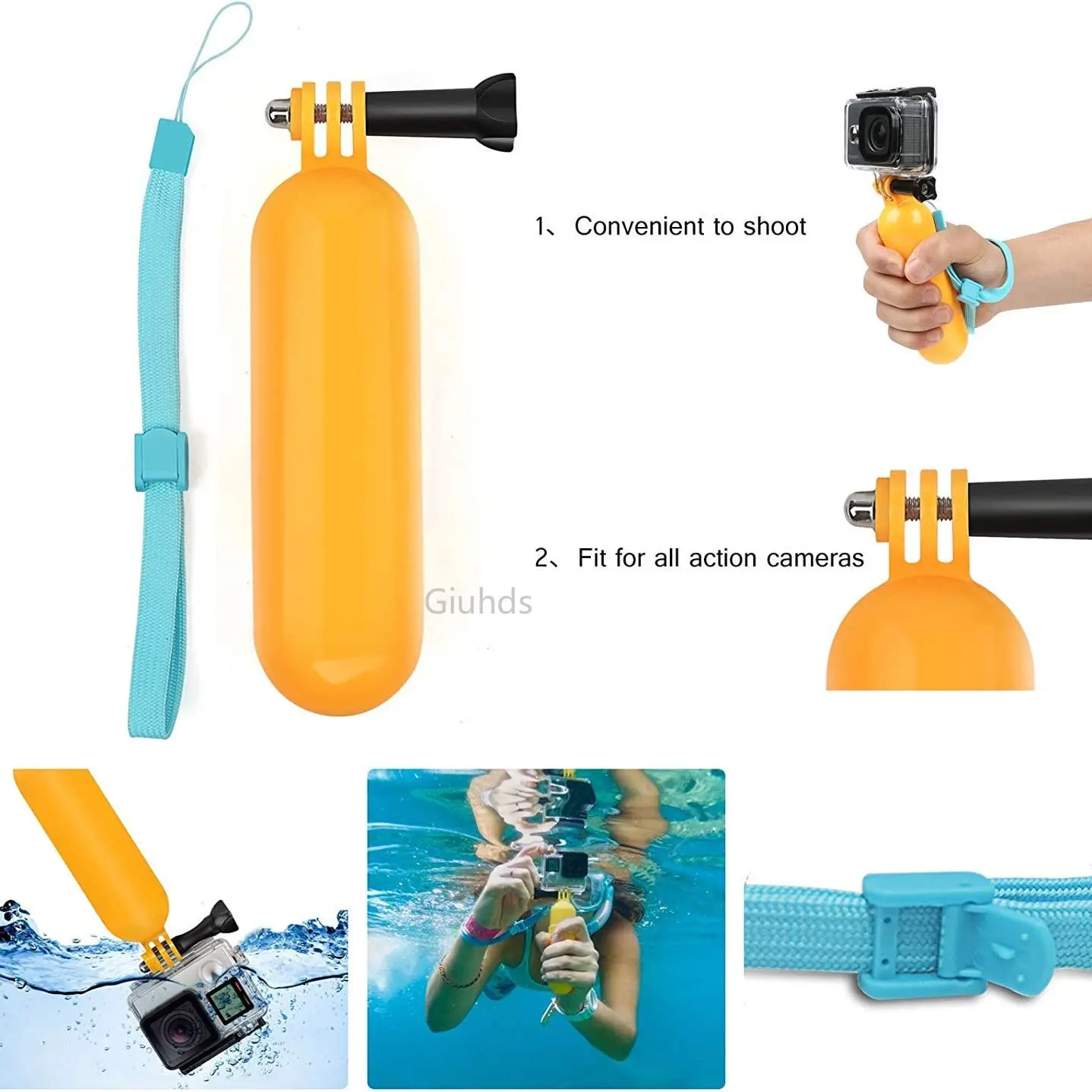 الأصفر تعويم عصا ل gopro بطل 1 - مراجعة Action Camera Floating Handle Grip وسعره