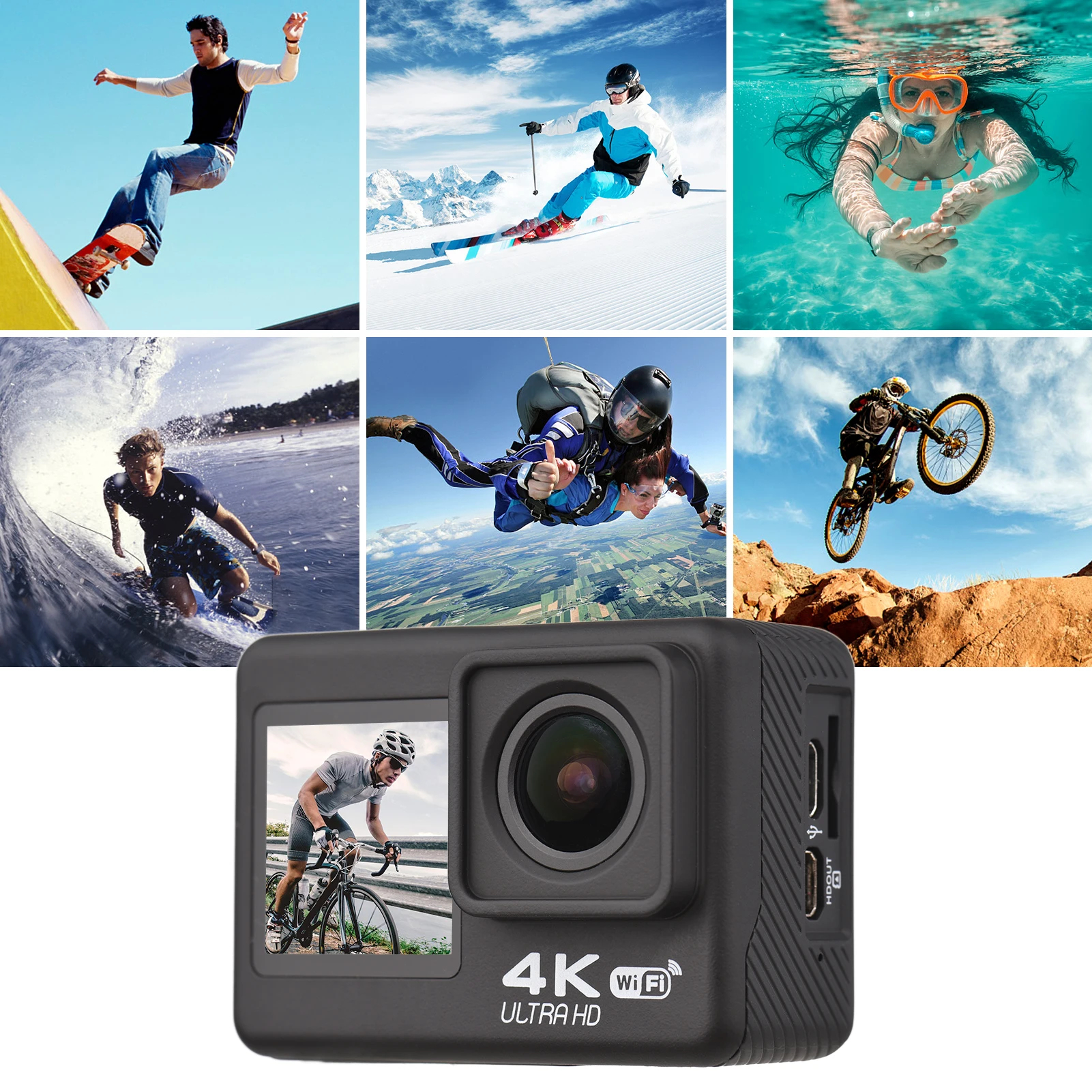 كاميرا أكشن بدقة 4K وسرعة 60 إ - مراجعة Action Camera 4K 60Fps Dual Screen وسعره