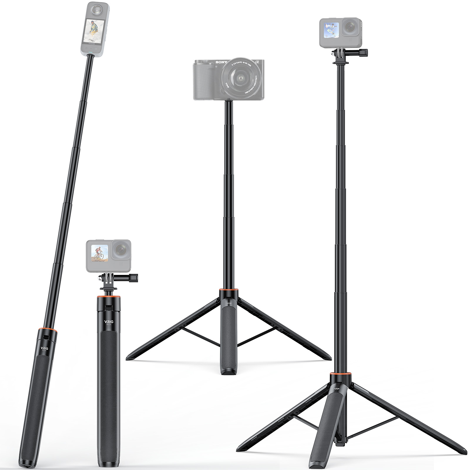 VRIG TP21: حامل ثلاثي القوائم  - مراجعة Action Camera Selfie Stick Invisible وسعره