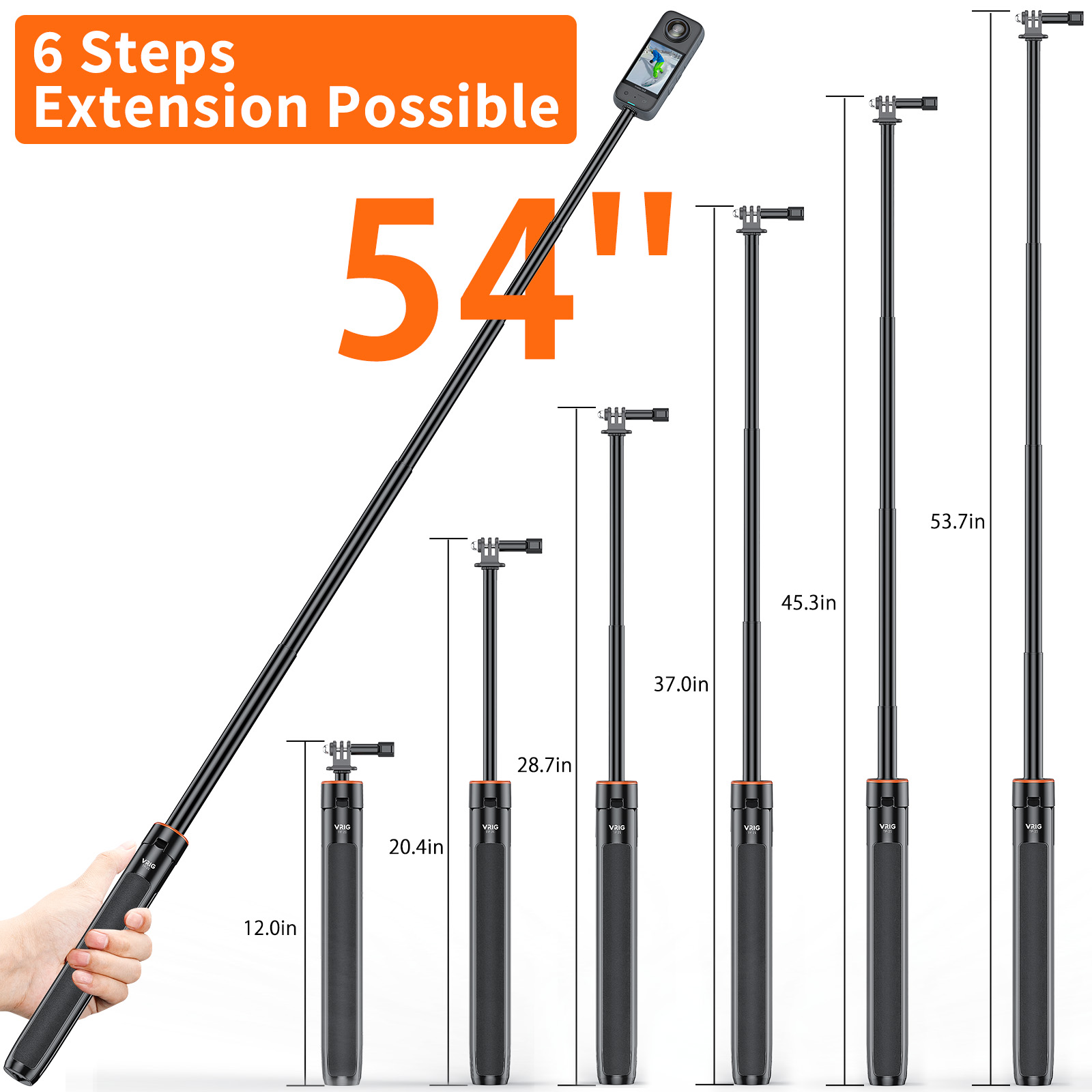 VRIG TP21: حامل ثلاثي القوائم  - مراجعة Action Camera Selfie Stick Invisible وسعره