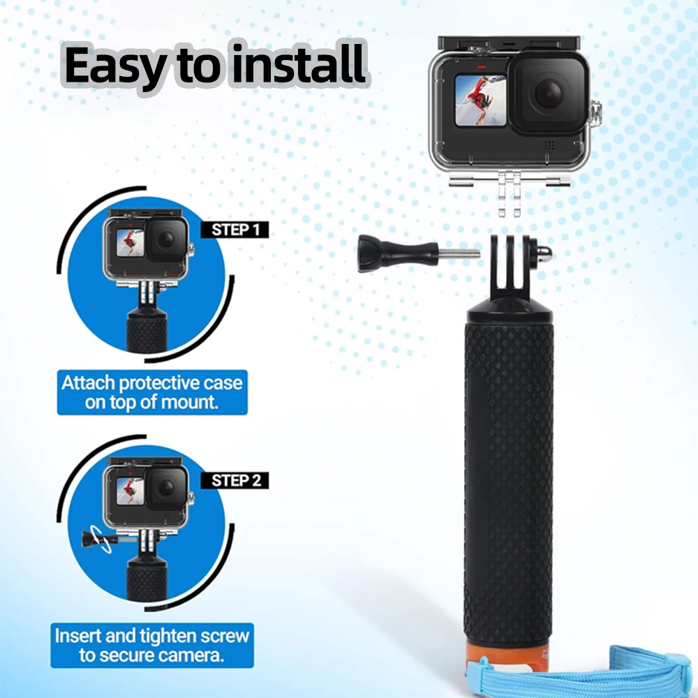 عصا سيلفي مقاومة للماء مع مقبض - مراجعة Action Camera Floating Handle Grip وسعره