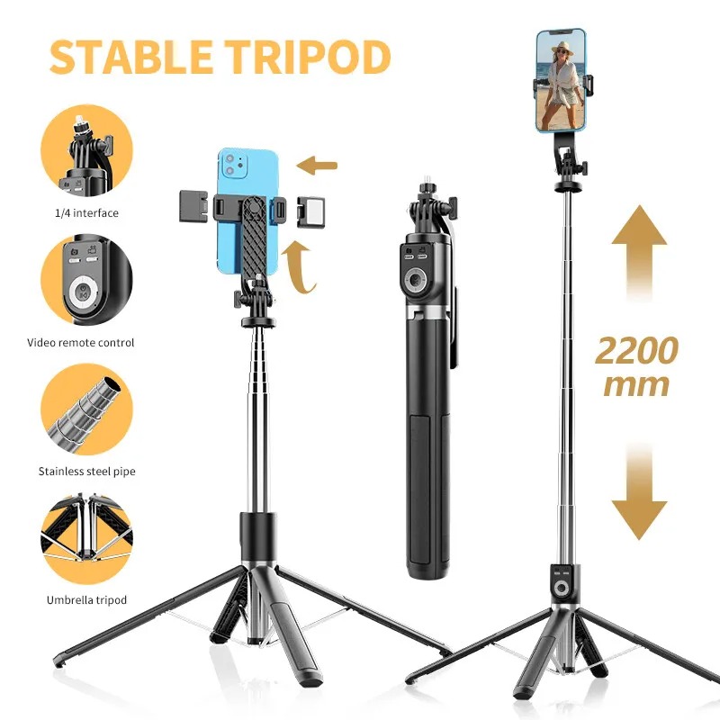 عصا سيلفي P220 ثلاثي القوائم ل - مراجعة Action Camera Selfie Stick Invisible وسعره