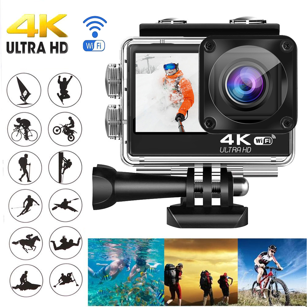 كاميرا عمل 4K 60FPS مع عدسة مر - مراجعة Action Camera 4K 60Fps Dual Screen وسعره