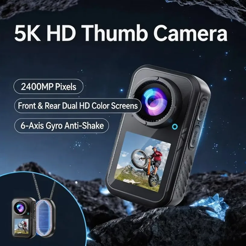 كاميرا أكشن للإبهام 5K30FPS بد - مراجعة Action Camera 4K 60Fps Dual Screen وسعره
