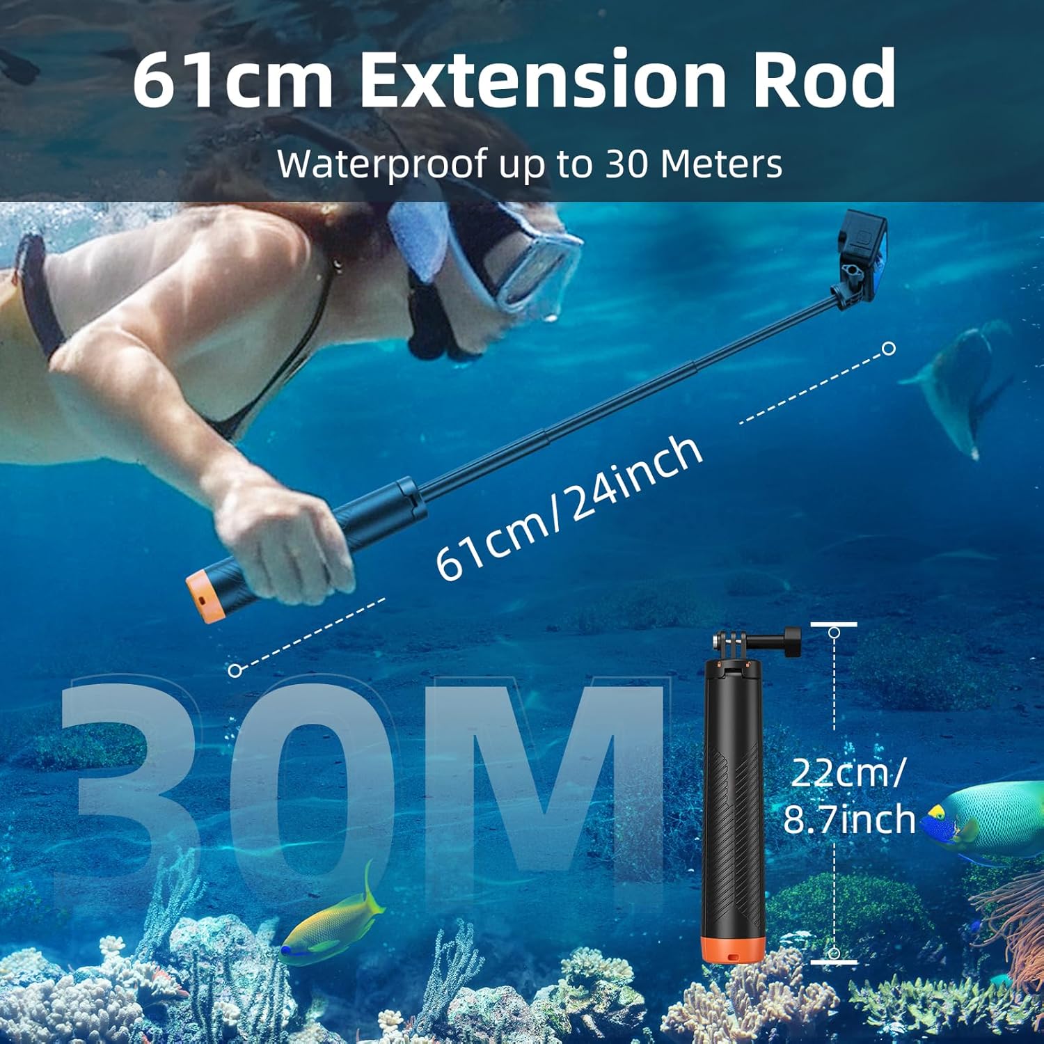 عصا سيلفي عائمة 4 في 1 مع حامل - مراجعة Action Camera Floating Handle Grip وسعره