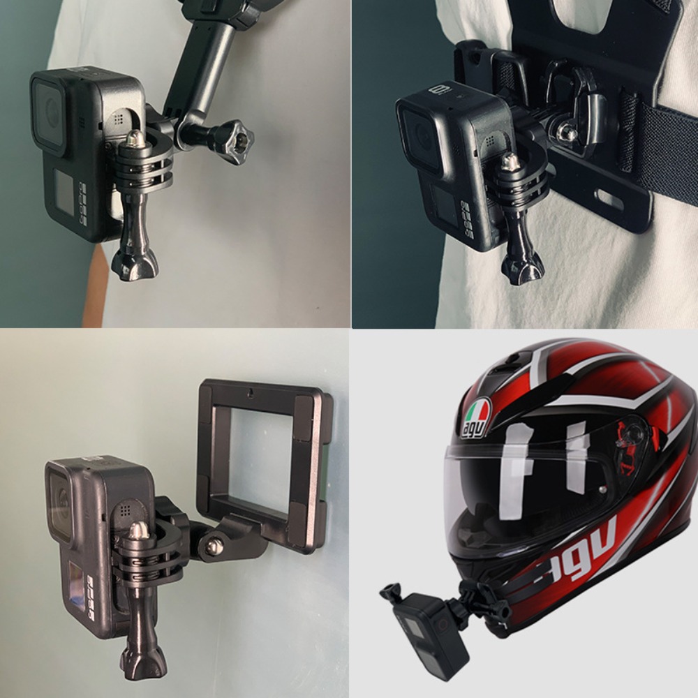 عالمي 360 °   محول قوس عمودي ل - مراجعة Action Camera Motorcycle Helmet Mount وسعره