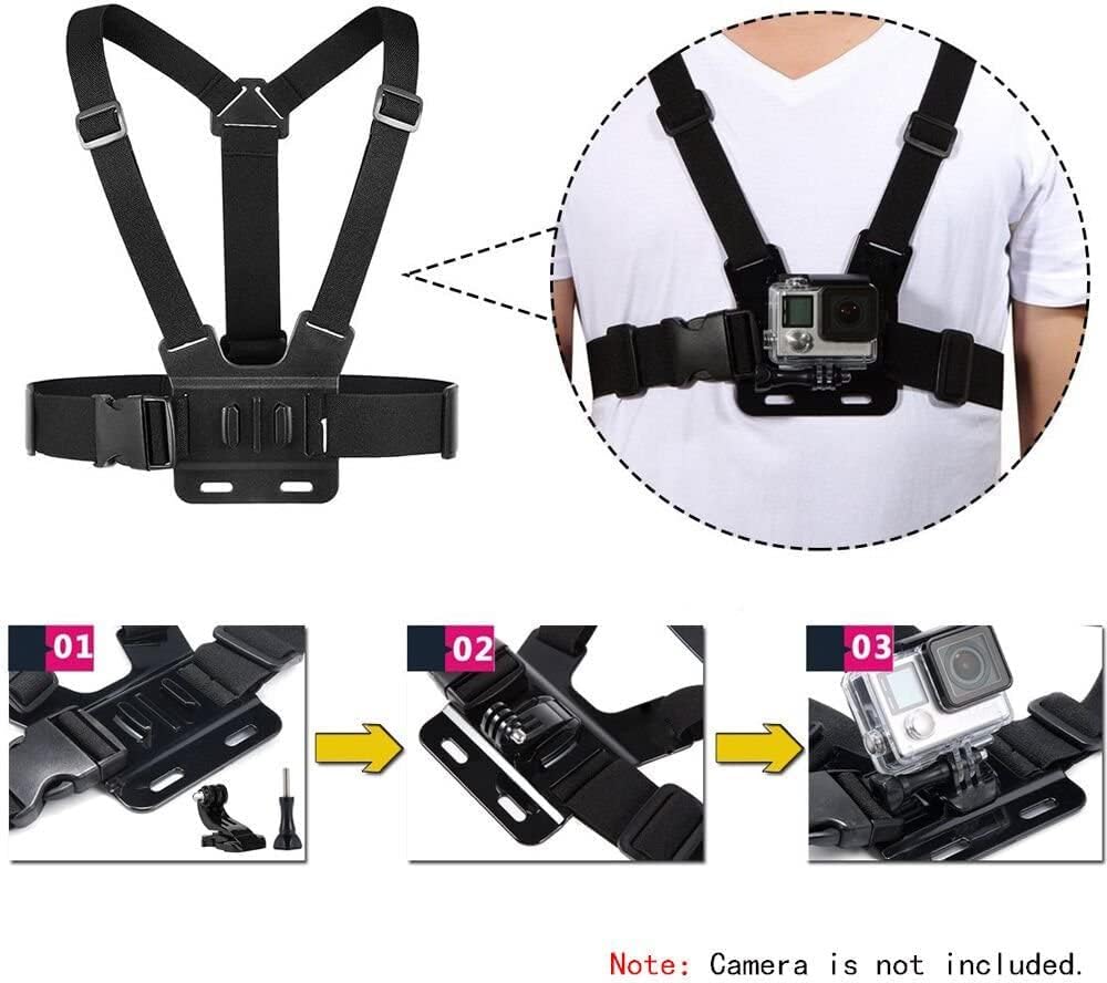مجموعة إكسسوارات تشمل حزام رأس - مراجعة Action Camera Chest Strap Harness Mount وسعره
